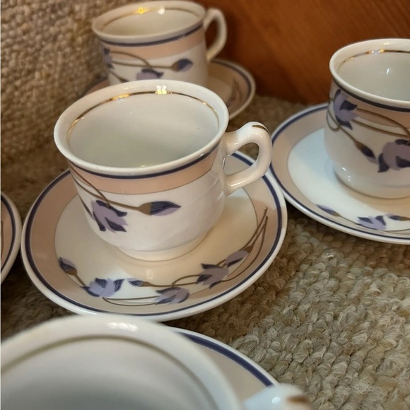 Fena Porzellan Elegant Purple & White Flowers Espresso Cup Set/6 - Picture 4 of 12